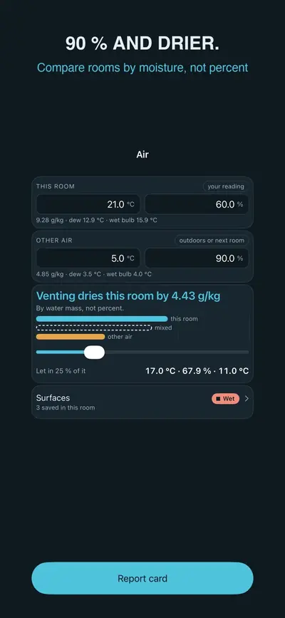 Dew Point: Vent Check 화면 1