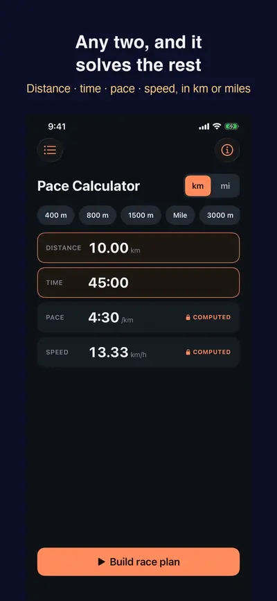 Pace Calculator: Race Plan 화면 1