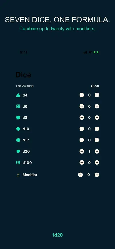 DiceFeel: D20 Dice Roller 화면 1
